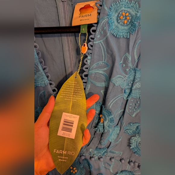 Farm Rio Blue 3d flower sleeveless maxi dress - Picture 16 of 16